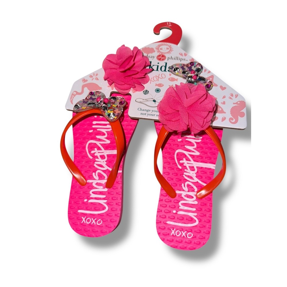 Lindsay Phillips Kids Interchangeable Snaps Madeline Flip Flops Size 11 kids - Picture 5 of 15
